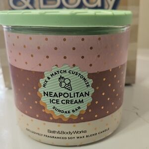 Bath & Body Works Neapolitan Ice  Cream 3 wick Candle, New - Pink and Brown